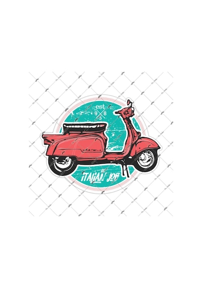 Vsp49 Italyan Isi Yazili Kirmizi Scooter Sticker