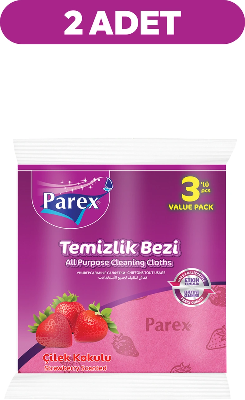 Çilek Kokulu 3'lü Temizlik Bezi İkili Paket Diğer