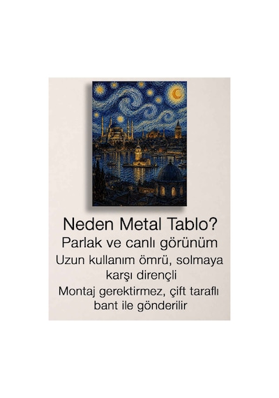 Starry Nights İstanbul Baskılı Metal Tablo Wall Art Çok Renkli - 929070473 Çok Renkli - 929070473 Çok Renkli