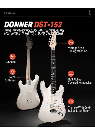 Donner Dst-152 Full-size St Elektro Gitar Seti Beyaz