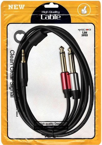 Magicvoice 3.5mm Stereo Erkek-2x6.3mm Mono Erkek 1.5mt Kablo