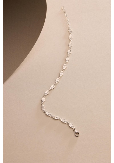 925 Ayar Gümüş Rodyum Kaplama Sıralı Fatma Ana Eli Bileklik Çok Renkli