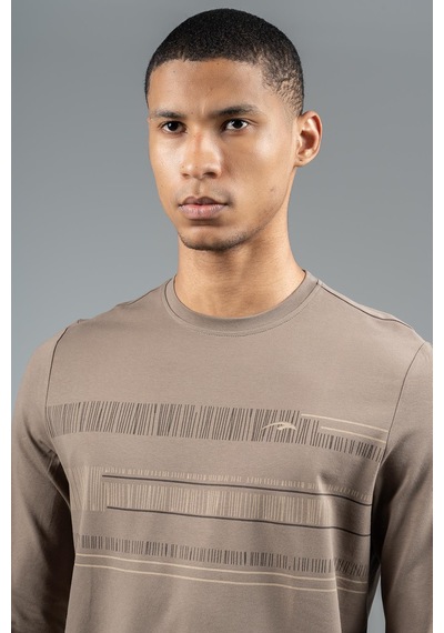 Maraton Regular Erkek Bisiklet Yaka Kakao Sweatshirt Kakao