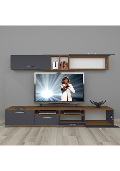 Decoraktiv Eko 5220 Mdf Tv Ünitesi Tv Sehpası Ceviz - Antrasit