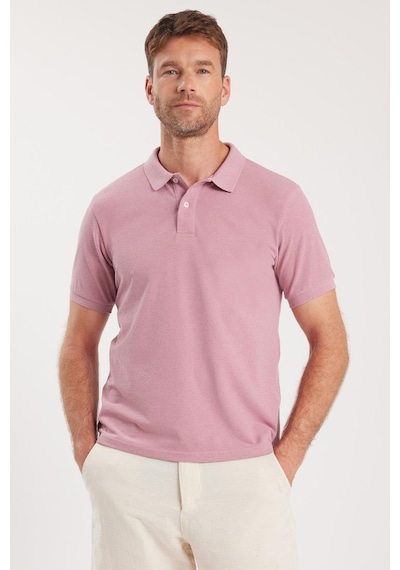 Tudors Erkek Slim Fit Dar Kesim Pamuklu Yumuşak Dokulu Serin Tutan Kumaş Düz Pike Lila Polo Yaka Tişört-33707 Lila