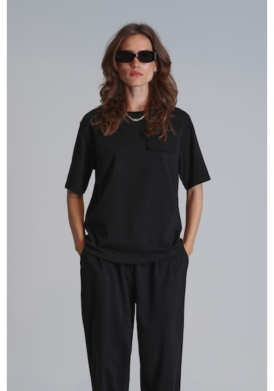 Lufian Veronıca Kadın T- Shırt Regular Fit Siyah Siyah 122020004100100 Siyah