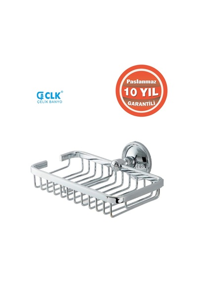 Çelik Banyo Paslanmaz Pirinç Mercan 10x19 Rozetli Sabunluk Süngerlik Krom