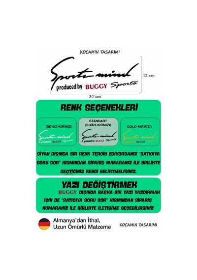 Volkswagen Buggy Sport Mind Far Üstü Şerit Sticker Siyah Zemin Kırmızı Yazılı Oto Aksesuar Buggy Yazılı Siyah & Kırmızı