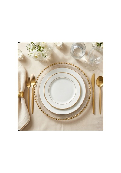 2'li Set Gold İncili Şeffaf Supla 30 Cm Kırılmaz Polikarbon Sunum Tabağı Şeffaf Altın - 806441386 Şeffaf Altın
