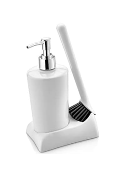 Home Armona Silikon Fırçalı Mutfak Banyo Sıvı Sabunluk Süngerlik Seti Siyah