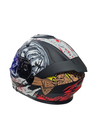 Çene Açılır Kask Ls5 Mat Siyah Beyaz Grafikli L-4592