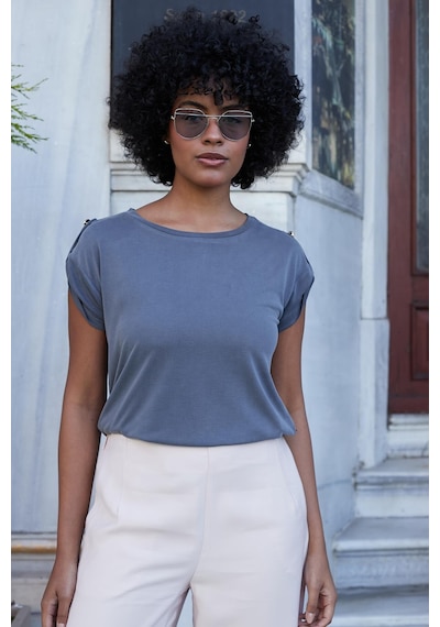 Jument Kadın Modal Penye Geniş Sıfır Yaka Düşük Omuzlu Apoletli Kısa Kol T-shirt Bluz-antrasit Antrasit Jument Kadın Modal Penye Geniş Sıfır Yaka Düşük Omuzlu Apoletli Kısa Kol T-shirt Bluz-antrasit Antrasit