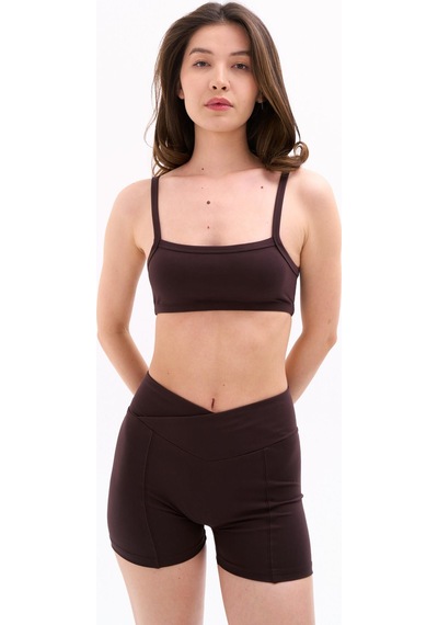 Normal People Ada - Spor Bra / Şeftali Dokulu Peach Skin Kumaş Kahve