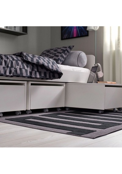 Ikea Blaskata Çocuk Oyun Halısı 105 X 160 Cm Siyah - Gri