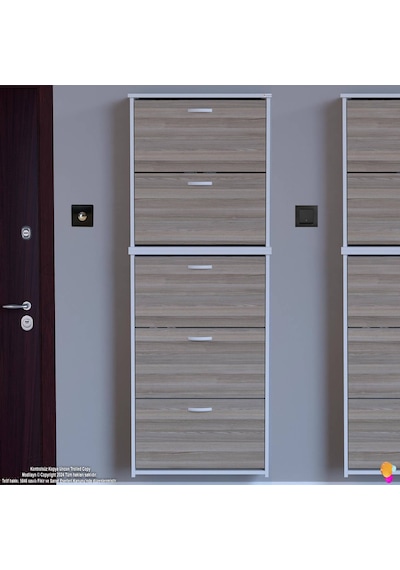 Modilayn Verve Asma Kapı Önü 72x194x26 Cm Lik 3 Düşer Kapak 10 Göz Bölmeli Ayakkabılık Beyaz - Cordoba