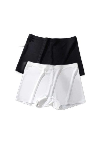 2 Adet Kadın Dikişsiz Görünmez İz Yapmaz Mini Şort Boxer Siyah Beyaz Beden: L Standart