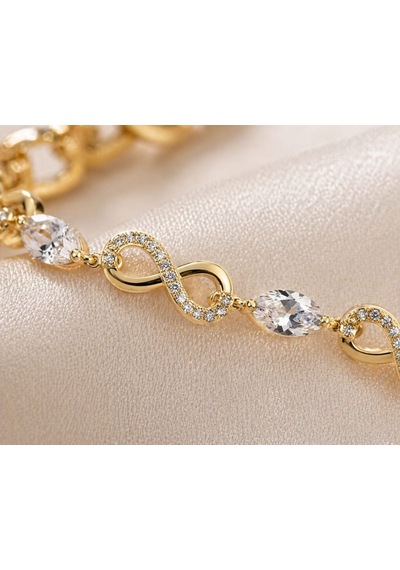 Cm Jewelry Zirkon Taşlı Sonsuzluk Bileklik Gold Şık Kadın Bileklik Altın