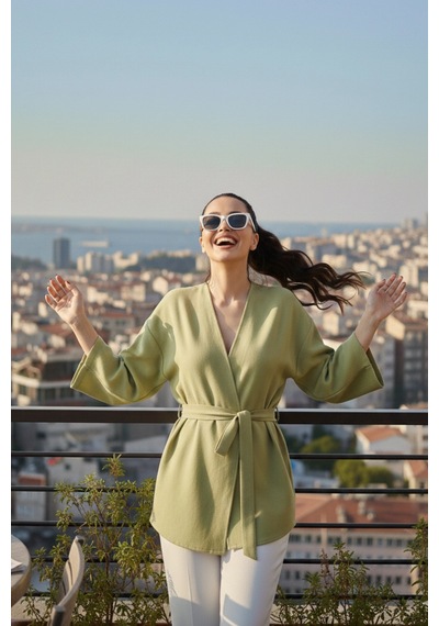 Kadın Kuşaklı Kimono 1177 Yeşil