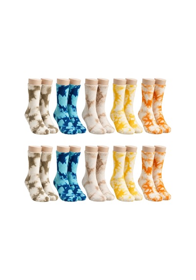Genel Unisex Batik Desenli Çorap 10'lu Pamuklu Renkli Uzun Soket Dikişsiz N Çok Renkli / 36-40 / 10 Adet Çok  Renkli