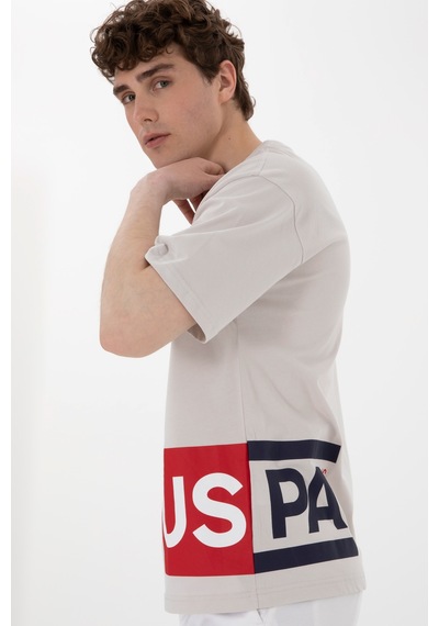 U.S. Polo Assn. Erkek Comfort Fit Bisiklet Yaka Açık Gri Tişört 50306879-VR001