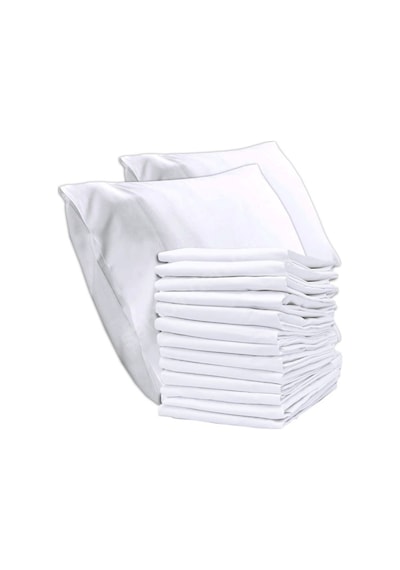 30 Adet Otel Tipi Beyaz Yastık Kılıfı Akfil 63 Tel Dokuma %100 Pamuk 50 x 70 CM