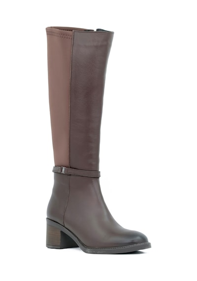 Tuna Hakiki Deri/tekstil Kauçuk Taban Fermuarlı Kadın Çizme - C265987 Kahverengi