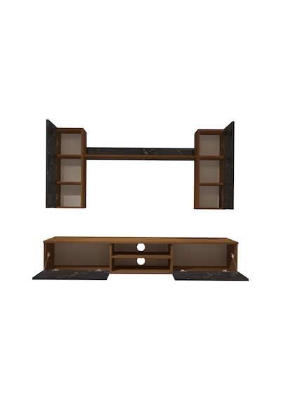 Decoraktiv Eko 7 Mdf Dvd Tv Ünitesi Tv Sehpası Ceviz - Siyah Mermer