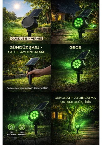 Güneş-solar Enerjili 10 W Yüksek Işık Çim Armetür Yeşil Renk