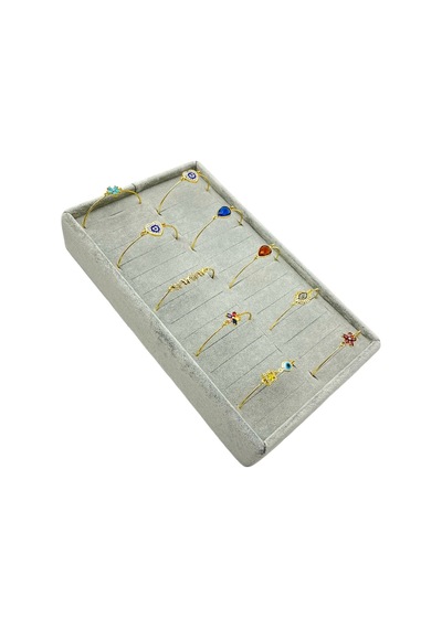 Takı Bileklik Bilezik Kelepçe Standı Gri Süet 15 X 25 Cm