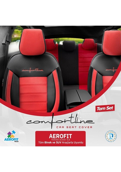 Comfortline Design Tay Tüyü Süet Oto Koltuk Kılıfı Ekstra Destekli Tam Set Premium Kırmızı