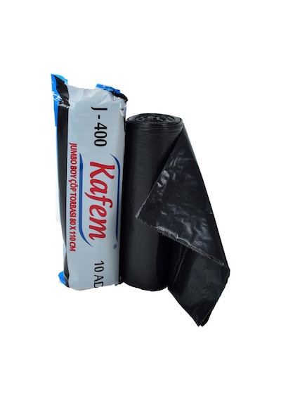 Kafem J400 Jumbo Boy Çöp Poşeti 5 x 10'lu Siyah 80 x 110 CM