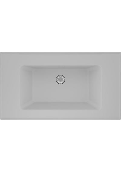 Real Stone Zenıth 80 Etajerli Beyaz Granit Banyo Lavabosu 80x45 Beyaz