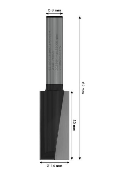 Bosch Pro 14x30 Mm Ahşap Düz Freze Ucu 2608629678
