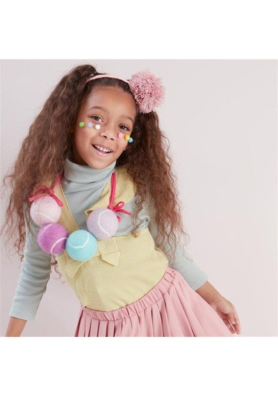 Meri Meri - Pink Pompom Headband - Pembe Ponponlu Taç Çok Renkli