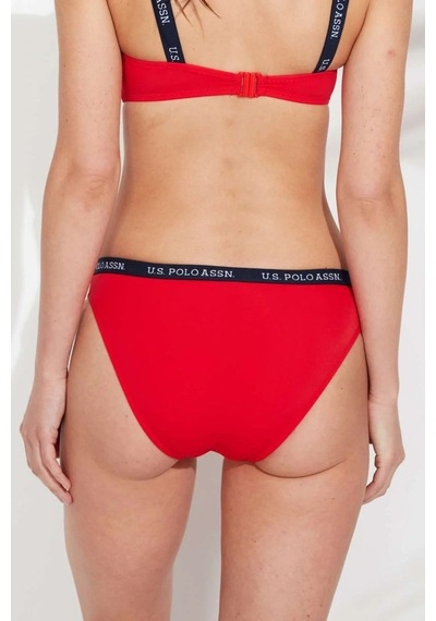 U.S. Polo Assn. Kadın Kırmızı Kalın Kenarlı Lastikli Bikini Alt Kırmızı