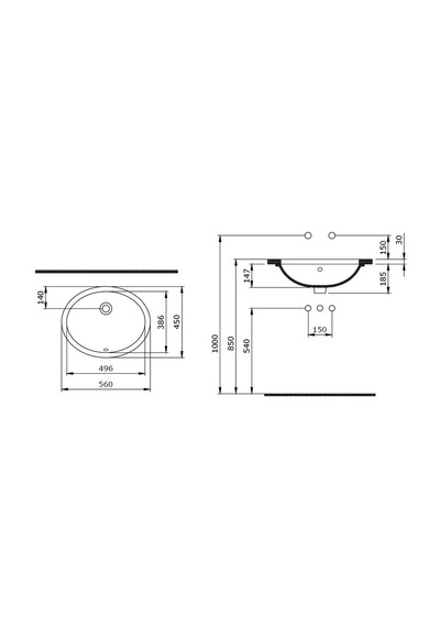 Bocchi Parma 1384-020-0125 Tezgahaltı Lavabo Beyaz 56 CM