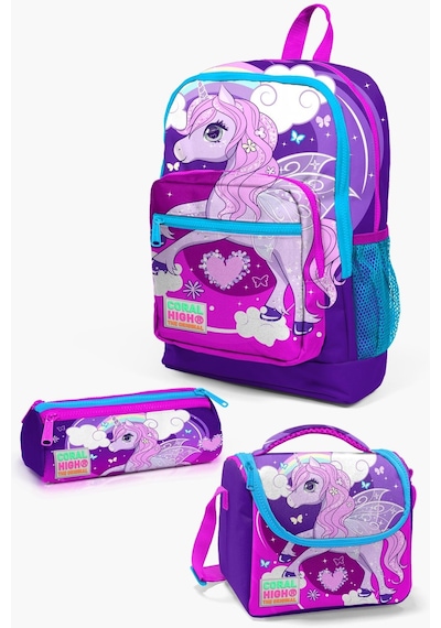 Coral High Kids Mor Pembe Unicorn Desenli 3 Lü Okul Çanta Seti Set0123708