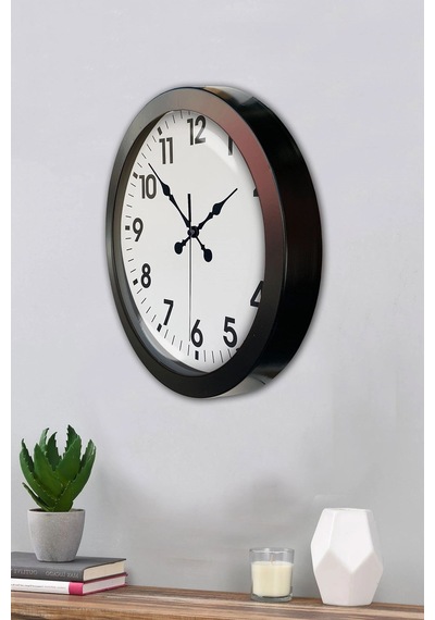 36 Cm Siyah Metal Standart Duvar Saati Çok Renkli