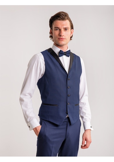 Dufy Lacivert Erkek Modern Fit Mono Yaka Smokin Takım - 61307 Lacivert