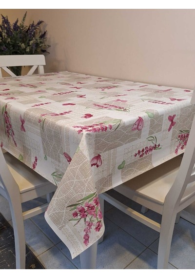 Elyaflı Pvc Muşamba - Desenli Silinebilir Masa Örtüsü Fnt12182 Bordo