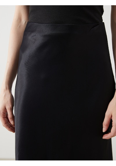 Lcwaıkıkı Classic Siyah Standart Fit Düz A Kesim Saten Kadın Etek