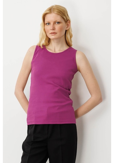 Kadın Sıfır Yaka Kaşkorse Pamuklu Askılı T-shirt Sıklamen pembe