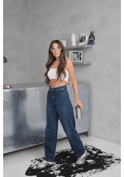 Ozer&Hermin Arkadan Tokalı Jeans Pantolon - 42 / Mavi Mavi