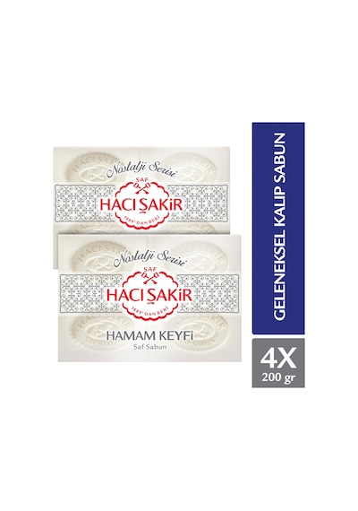 Hacı Şakir Hamam Keyfi Saf Geleneksel Beyaz Sabun 4 x 200 G 2'li