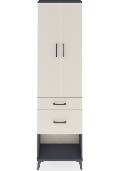 Arges Dolap 3 Raflı 2 Çekmeceli 2 Kapaklı 60x30x221 Antrasit-... Antrasit