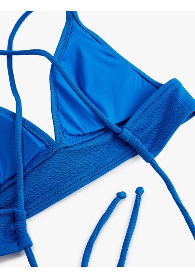 Koton Çapraz Askılı Dokulu Bralet Bikini Üstü Saks Mavisi 6sak10011mm Saks Mavi