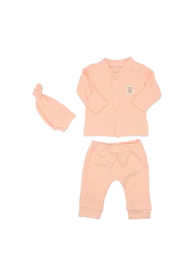 Bebegen Unisex Somon Fitilli Düğümlü Bereli Little Me Kendinden Eldivenli 3'lü Takım Çok Renkli