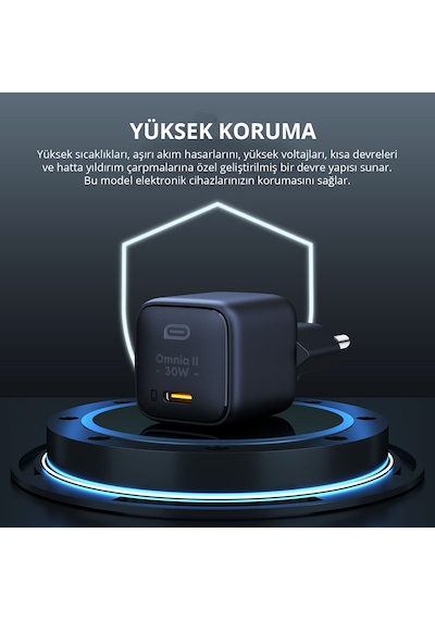 Aukey Pa-b1l-bk 30w Omnia Iı Mini Gan Type-c Pd Destekli Şarj Adaptörü - Siyah