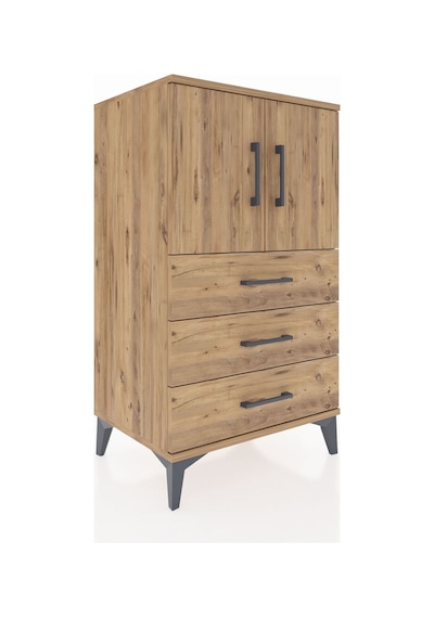 Hyperion Komodin 2 Raflı 3 Çekmeceli 2 Kapaklı 60x44x106 Çam-çam Çam