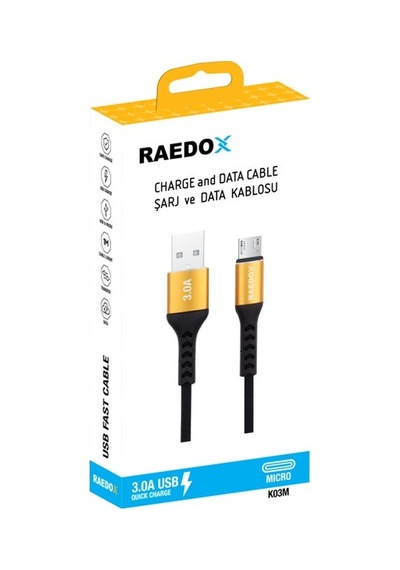 Raedox Micro Usb 1m / 3a Örgü Kablo